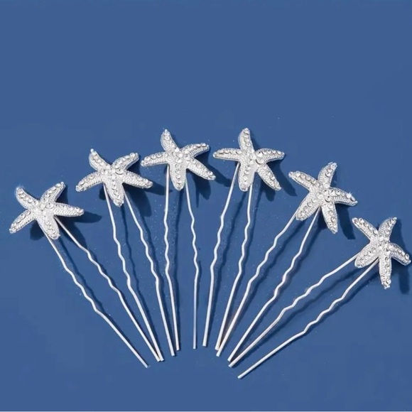 Starfish Hair Pins with Rhinestones - Picture 1 of 3